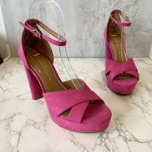 Jessica Simpson Pink Suede Platform Heel Sandals